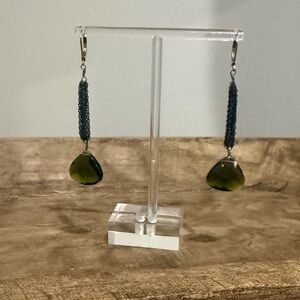 Vintage Avon Faceted Green Stone Dangle Earrings